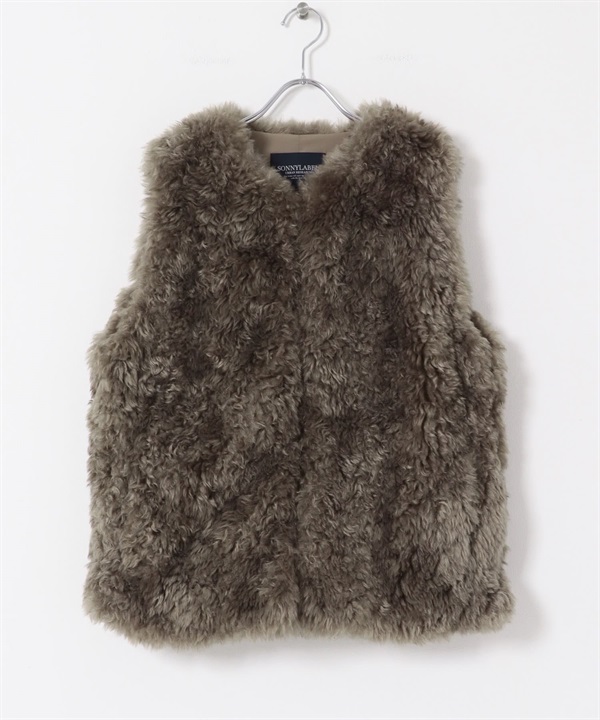 仿皮草背心(灰膚色-FREE-其他灰色)