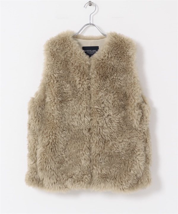 仿皮草背心(膚色-FREE-BEIGE)