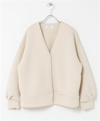 空氣層V領外套(象牙白-FREE-IVORY)