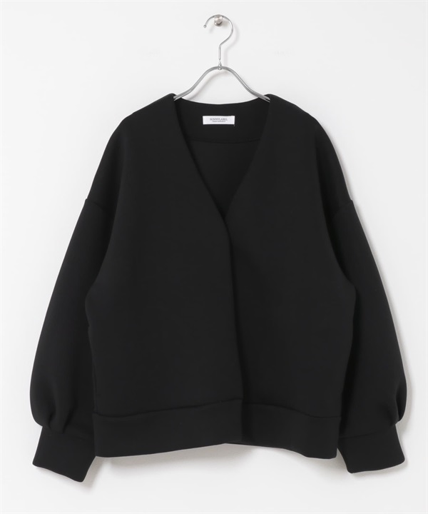 空氣層V領外套(黑色-FREE-BLACK)