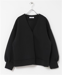 空氣層V領外套(黑色-FREE-BLACK)
