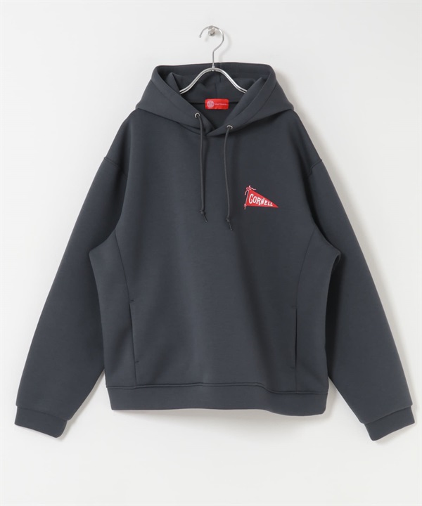 空氣層連帽印花大學T(炭灰色-M-CHARCOAL GRAY)