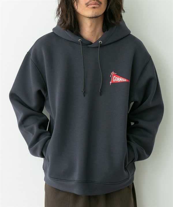 空氣層連帽印花大學T