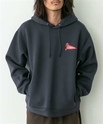 空氣層連帽印花大學T