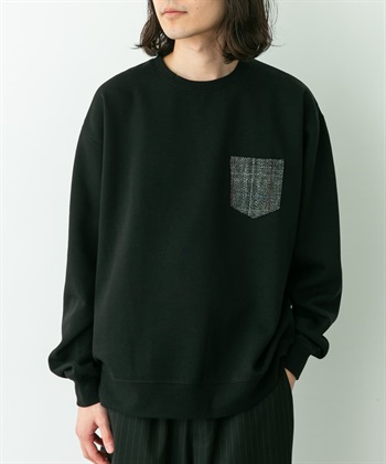 Harris Tweed 口袋拼接裏起毛上衣