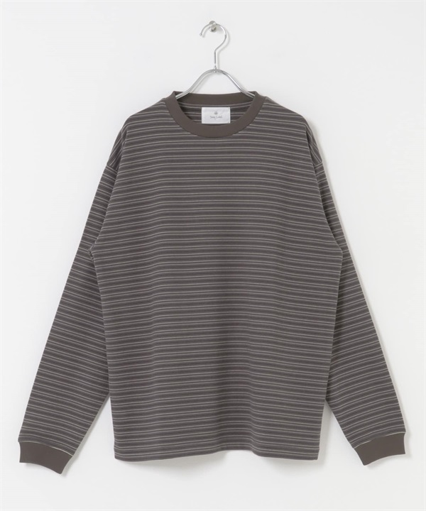 柔軟彈性長袖T恤(橫紋-M-其他棕色)