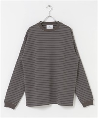 柔軟彈性長袖T恤(橫紋-M-其他棕色)