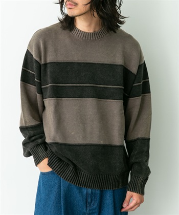 顏料染橫紋針織衫