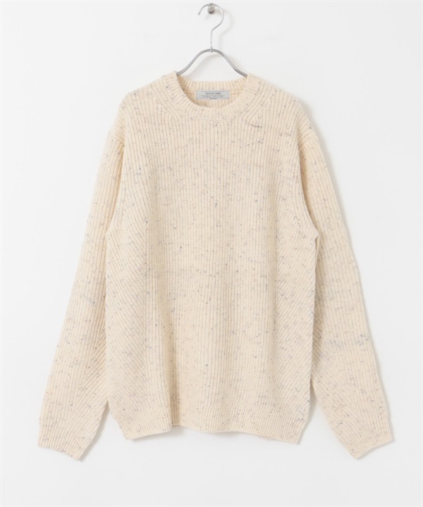 可水洗混羊毛圓領針織衫(象牙白-M-IVORY)