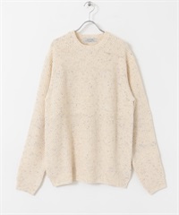 可水洗混羊毛圓領針織衫(象牙白-M-IVORY)