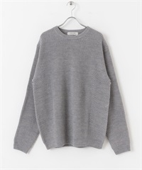 可水洗混羊毛圓領針織衫(灰色-M-GRAY)