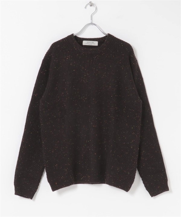 可水洗混羊毛圓領針織衫(深棕色-M-DARK BROWN)