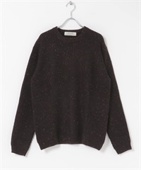 可水洗混羊毛圓領針織衫(深棕色-M-DARK BROWN)