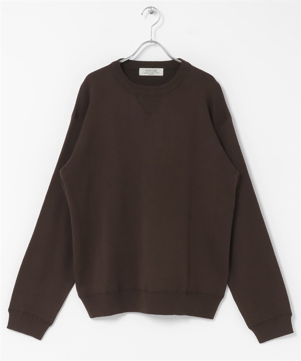 領口細節針織衫(深棕色-M-DARK BROWN)