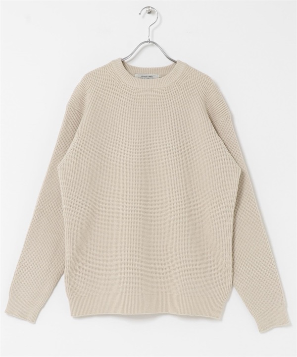 可水洗華夫格針織衫(原色-M-其他白色)