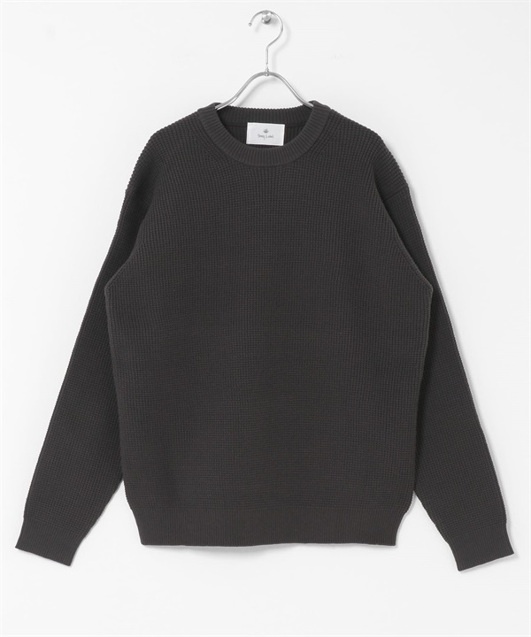 可水洗華夫格針織衫(炭灰色-M-CHARCOAL GRAY)