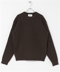 可水洗華夫格針織衫(棕色-M-BROWN)