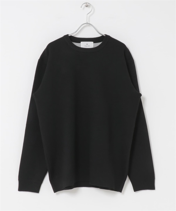 抗起球可機洗圓領針織衫(黑色-M-BLACK)