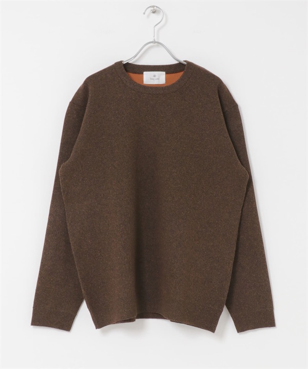 抗起球可機洗圓領針織衫(棕色-M-BROWN)