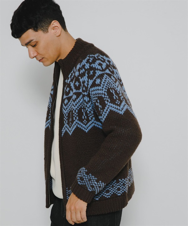 緹花拉鍊針織衫