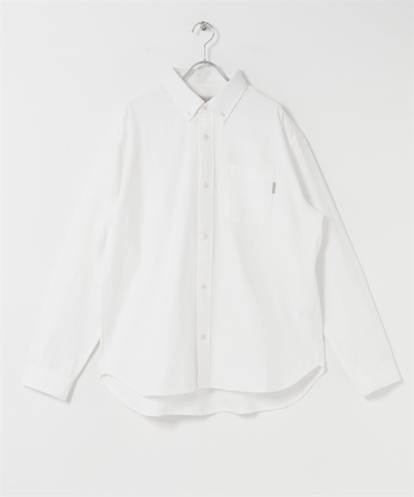 起毛牛津扣領襯衫(米色-M-OFF WHITE)