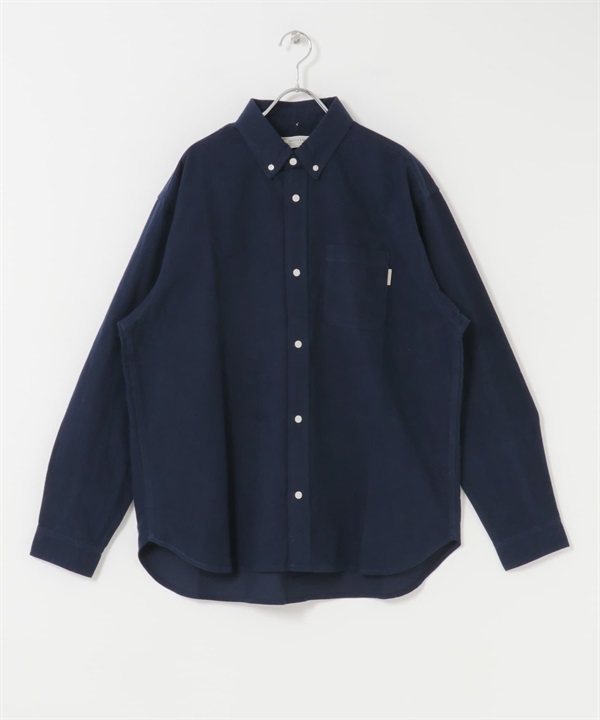 起毛牛津扣領襯衫(藏青色-M-NAVY)