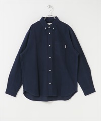 起毛牛津扣領襯衫(藏青色-M-NAVY)