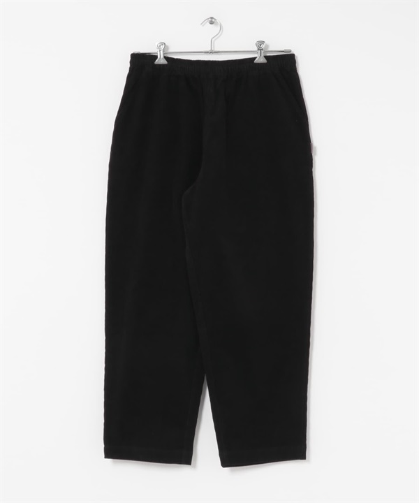 燈芯絨寬版錐形褲(黑色-M-BLACK)