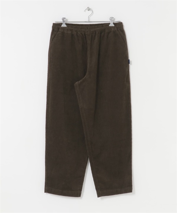 燈芯絨寬版錐形褲(深棕色-M-DARK BROWN)