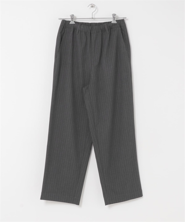 細直條紋輕便長褲(灰色-M-GRAY)