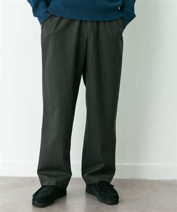 細直條紋輕便長褲