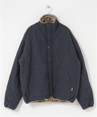 雙面穿絨毛絎縫立領夾克(藏青色-M-NAVY)