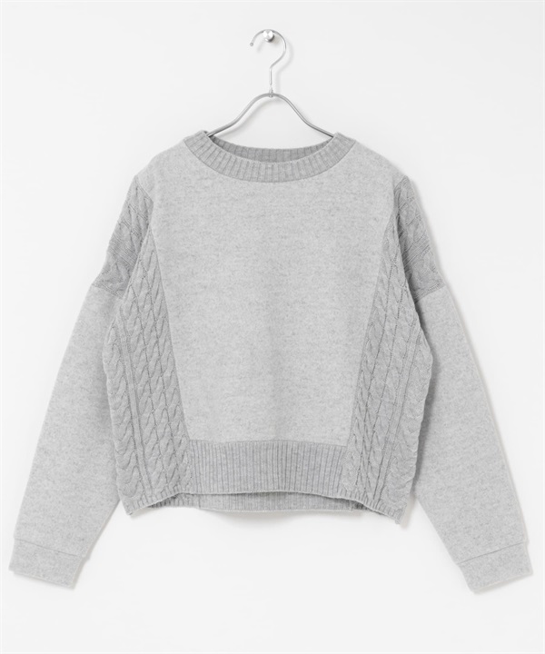 麻花拼接麥爾登針織套衫(灰色-FREE-GRAY)