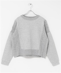 麻花拼接麥爾登針織套衫(灰色-FREE-GRAY)