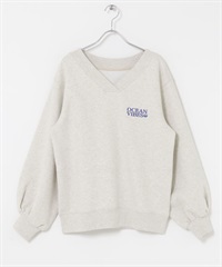 V領刺繡休閒上衣(燕麥色-FREE-OATMEAL)