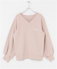 V領刺繡休閒上衣(粉紅色-FREE-PINK)