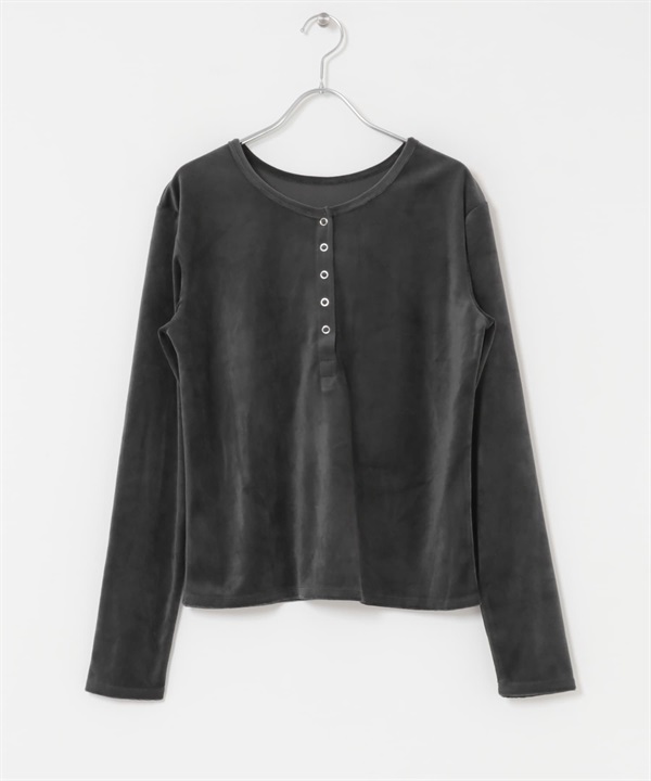 UR TECH 絲絨亨利領套衫(炭灰色-FREE-CHARCOAL GRAY)