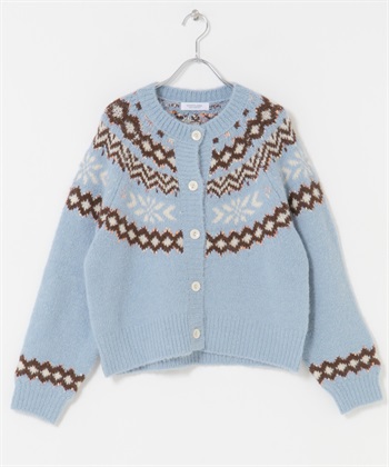 向心狀針織開襟衫(藍色-FREE-BLUE)