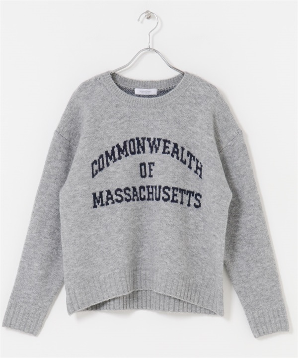 緹花LOGO針織衫(灰色-FREE-GRAY)