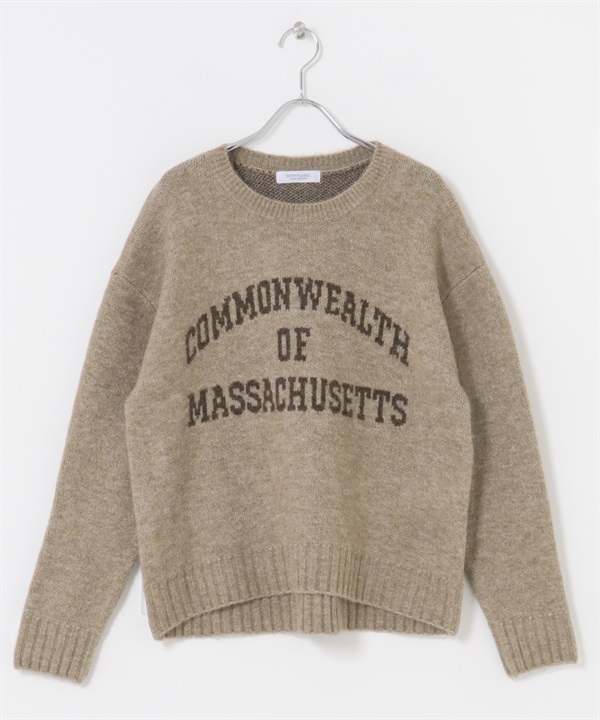 緹花LOGO針織衫(摩卡色-FREE-MOCHA)