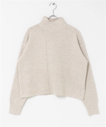 可機洗畦編拼接針織衫(淺膚色-FREE-L.BEIGE)
