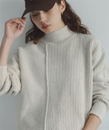 可機洗畦編拼接針織衫