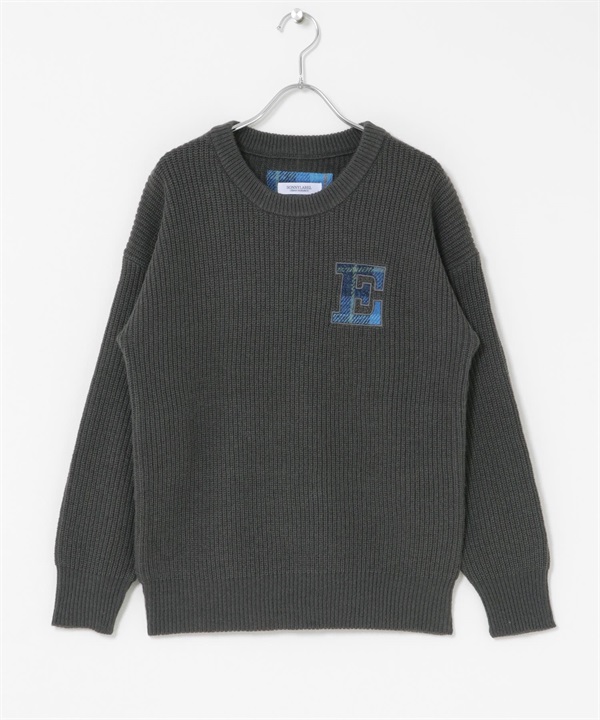 Harris Tweed 字母設計針織衫(炭灰色-FREE-CHARCOAL GRAY)