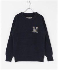 Harris Tweed 字母設計針織衫(藏青色-FREE-NAVY)