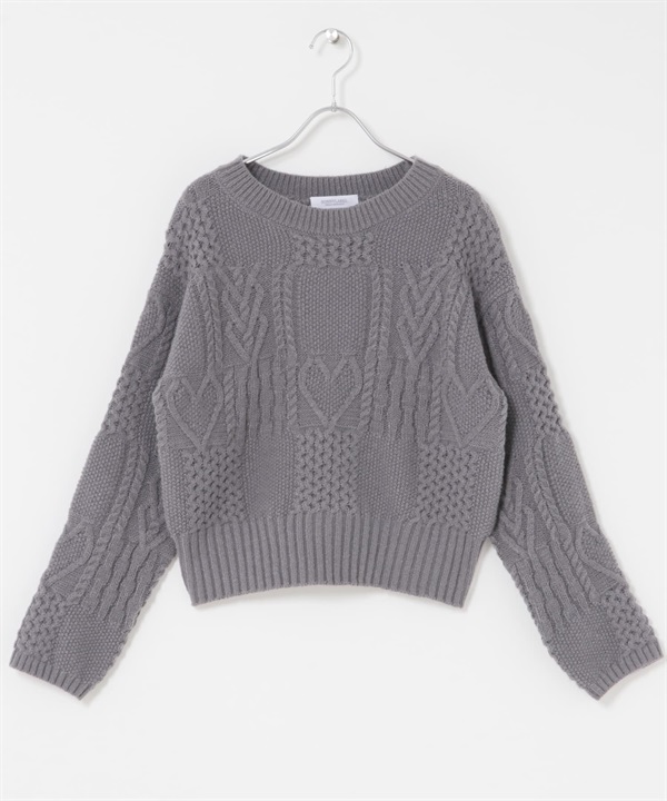 拼接心型麻花針織衫(炭灰色-FREE-CHARCOAL GRAY)