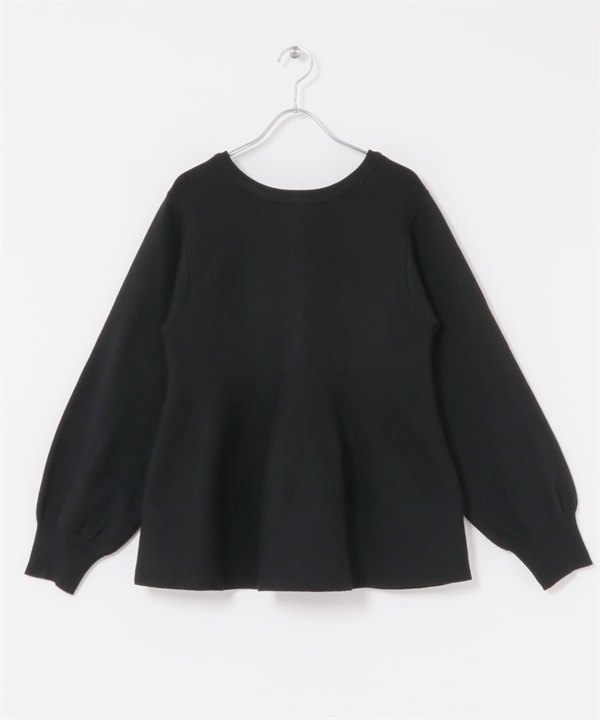 2WAY荷葉下襬針織衫(黑色-FREE-BLACK)