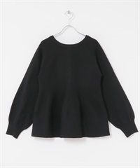 2WAY荷葉下襬針織衫(黑色-FREE-BLACK)