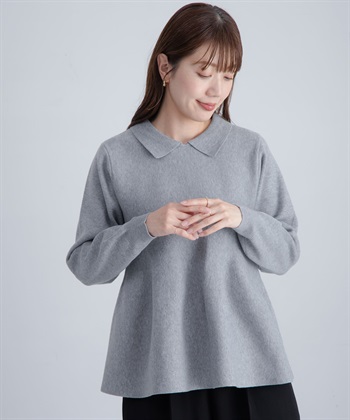 領子設計荷葉下襬針織衫