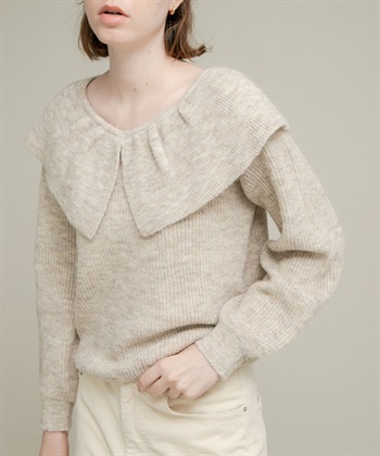 荷葉領畦編針織衫