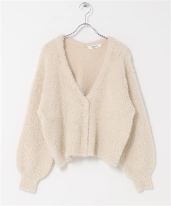 羽毛紗雙面織物開襟衫(象牙白-FREE-IVORY)